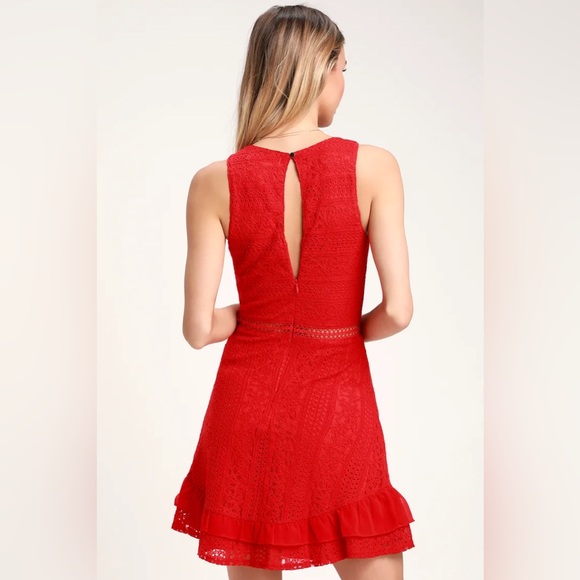 Lulus Love You Always Red Lace Skater Dress - Picture 2 of 9